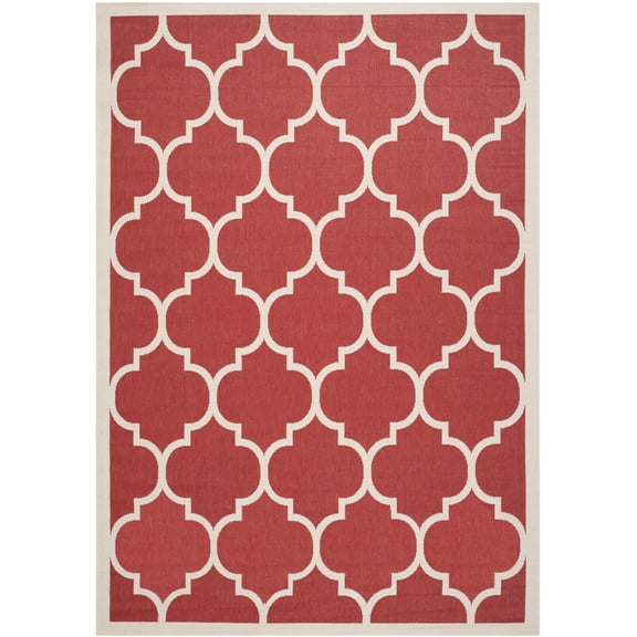 Safavieh Courtyard Alyssa Geometric Indoor/Outdoor Area Rug, Red/Bone, 6'7" x 9'6"