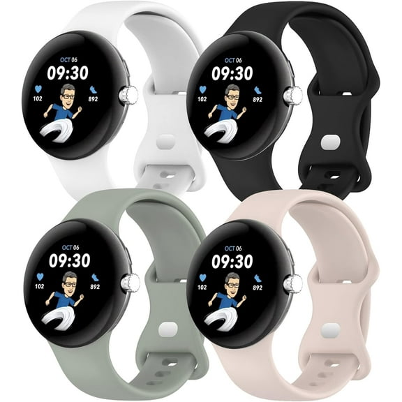 KOMI 4Pcs Active Band for Google Pixel Watch 3 Bands 41mm/Pixel Watch 2 Band for Women/Men,Sport Waterproof Silicone Strap for Google Pixel Watch Band Replacement Wristband