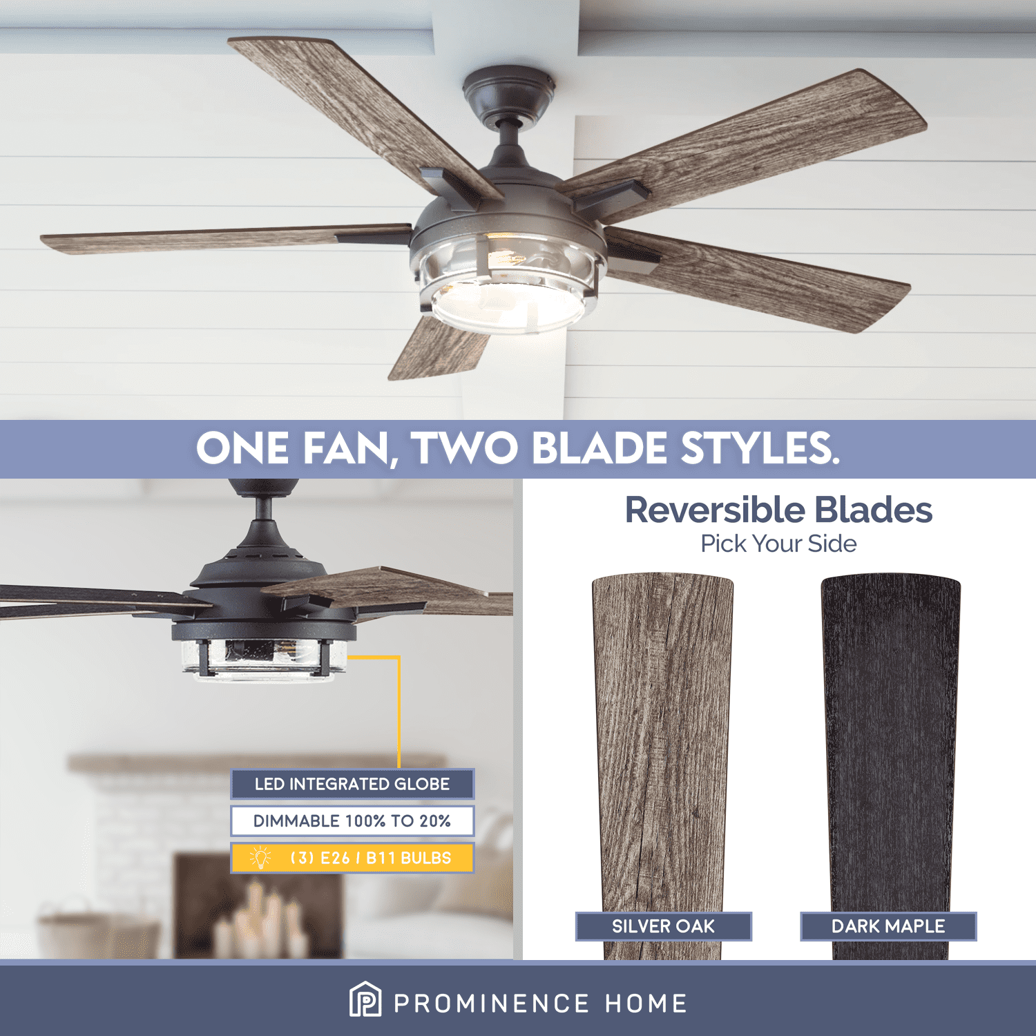 Prominence Home 52" Freyr Heavy Textured Black Remote Control Ceiling Fan, Damp-Rated, Outdoor, 5 Blades