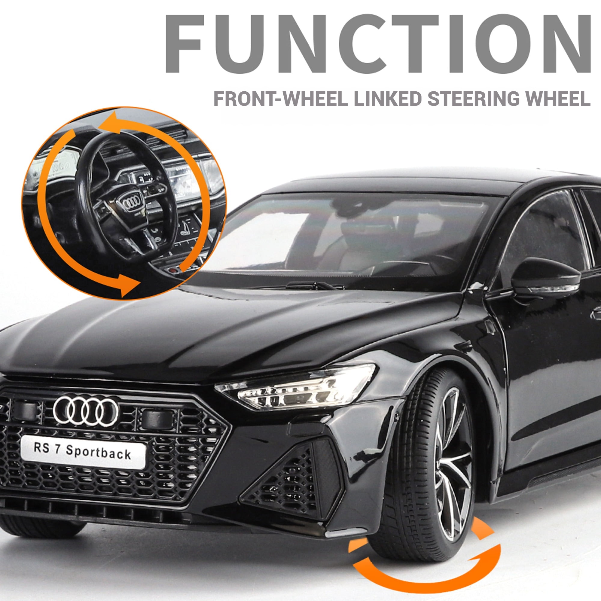 Anmyjuly 1:18 Audi RS7 Diecast Alloy Car Model - Realistic Simulation Key, Working Lights, Adjustable Seats, Removable Wheels ，Suitable for 14+ gifts