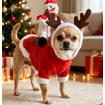 thumbnail image 2 of Funny Snowman Rider Pet Christmas Costume, Festive Coat for Puppy Kitten Holiday Party, 2 of 5