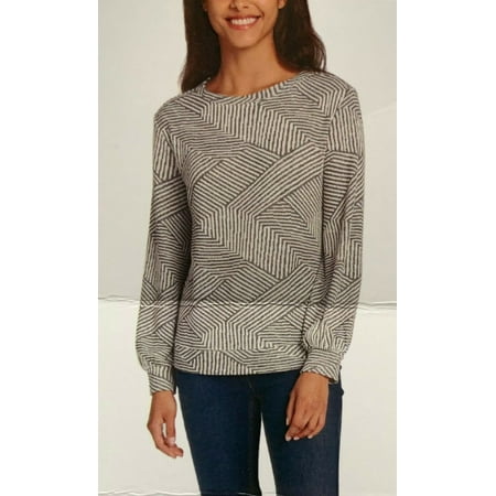Ellen Tracy Crew Neck Tunic (Grey Stripes, X-Large)