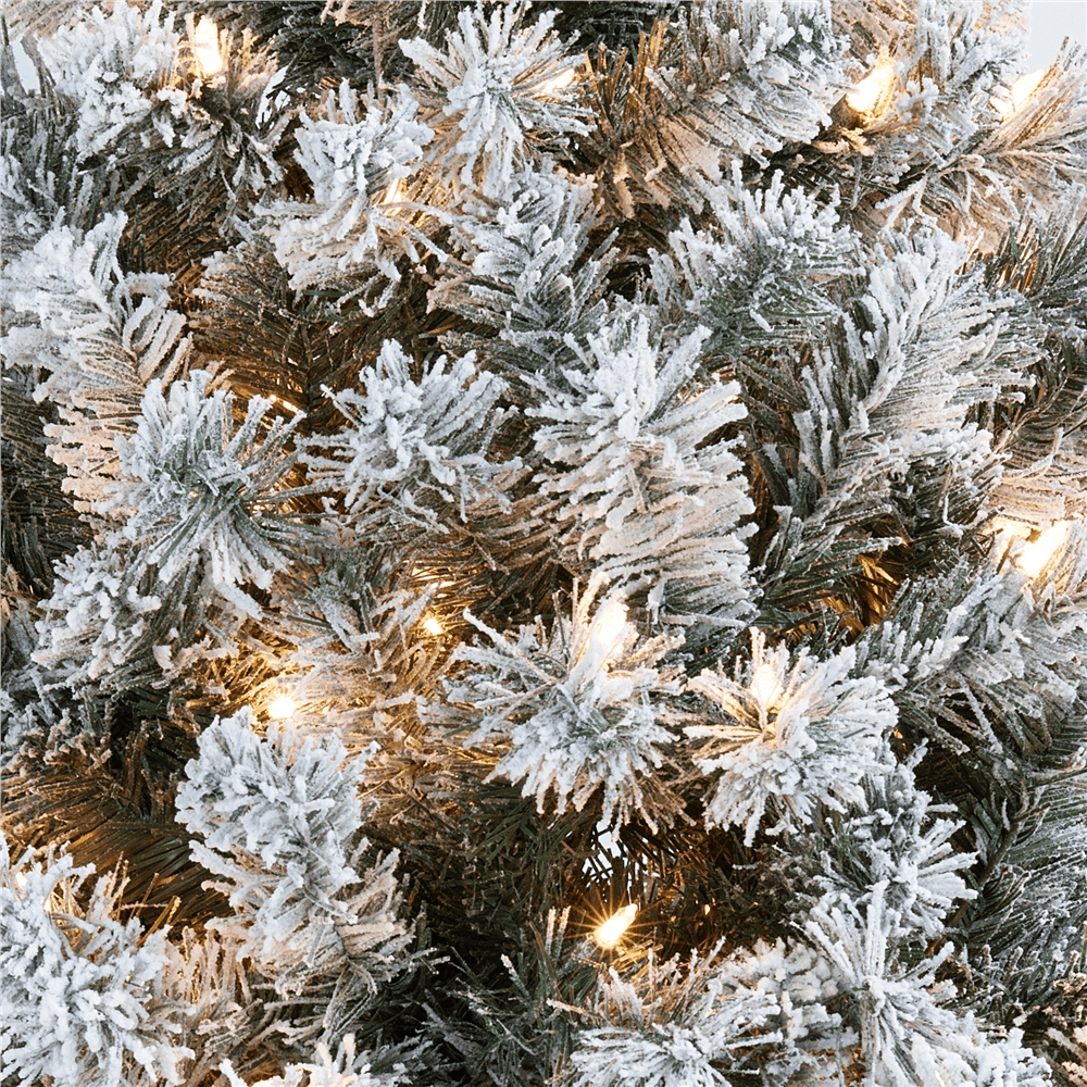 Alden Design 4.5 ft Pre-lit Flocked Christmas Tree with Warm Lights, Frosted White