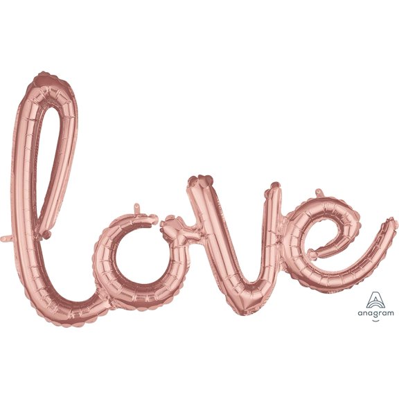 31? Script Phrase Love Rose Gold Anagram Foil Mylar Balloon - Party Supplies Decorations