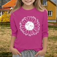 thumbnail image 2 of GiLiling Girls 3/4 Sleeve Crewneck Sweatshirt, Floral Printed Basic Blouse, Breathable Relax Fit Top for Family Outings and Spring Everyday Wear, 2 of 5