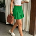 thumbnail image 3 of FRSASU Girls Pleated Flowy Skorts Skirts Casual Solid Color Basic High Waist Mini Tennis Skater Skirt for Girl 2-15 Years Green, 3 of 9