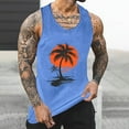 thumbnail image 3 of Awdenio New Arrivals Men's Workout Tank Tops Coconut Tree Printing Round Neck Thin Strap Sleeveless Leakage Back Casual Sports T Shirts Vest, 3 of 5