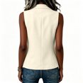 thumbnail image 3 of longantii Cropped Blazer Vest for Women Basic Sleeveless Collared Blazer Vest Slim Fit Work Waistcoat Summer Spring Button Front Outfit White M, 3 of 5