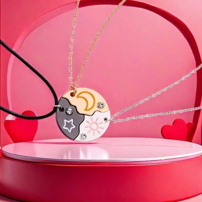 moonbin & sanha wonderwall アクセサリーセット Necklace For 3, Sun Moon and Star Weirdo Puzzle Matching Necklace