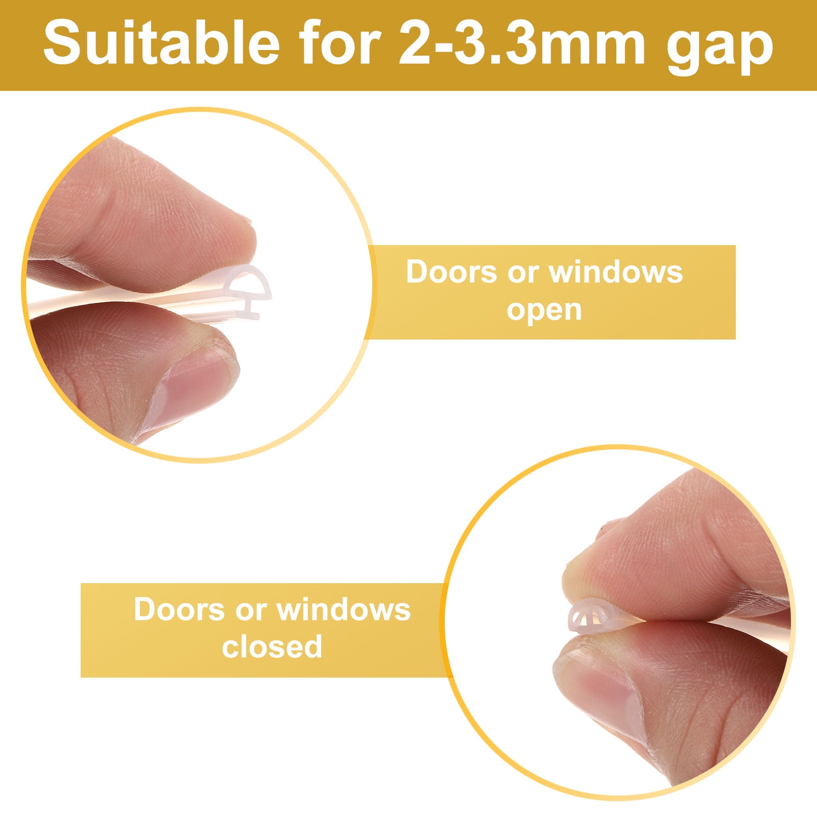 Window Weather Stripping Door Seal, 5/16" Wide Bulb Bubble Silicone Weatherstrip Seal for 5/32" Slot (10 m/33 ft, Clear)