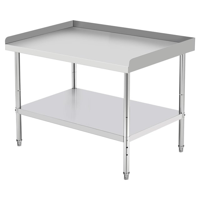 Kojooin Stainless Steel NSF Commercial Work Table with Adjustable Height Legs, 400 Lbs Capacity, 2" Edge Baffle