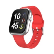 iTech Fusion 4 Unisex Adult Rectangular Smart Watch, Silver, Red Silicone Strap