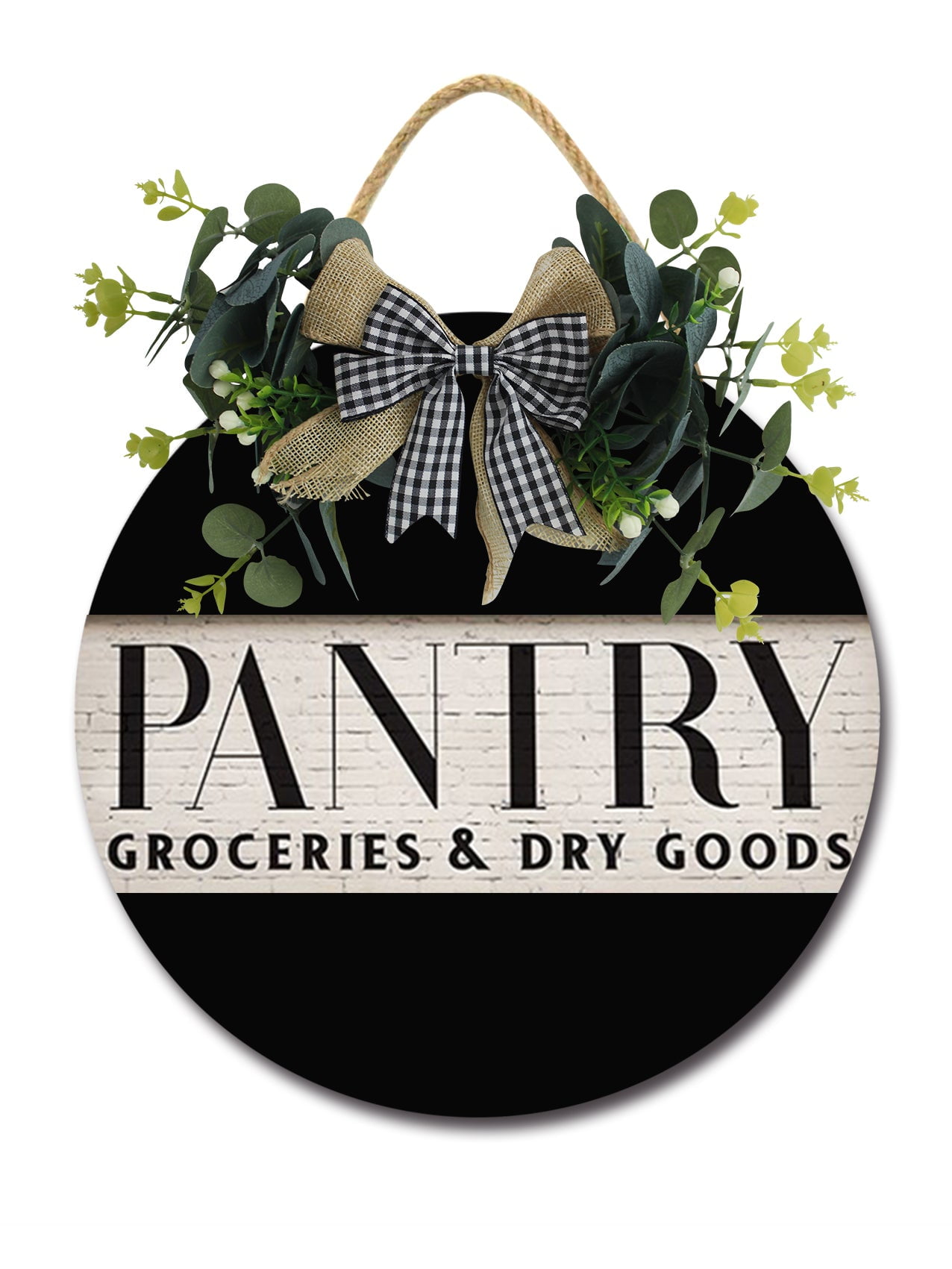 Pantry Door Sign Home Decor Round Wood Wreaths Wall Hanging Sign