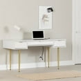 thumbnail image 2 of Pemberly Row 59.5"W Engineered Wood Desk in White/Gold Finish, 2 of 6