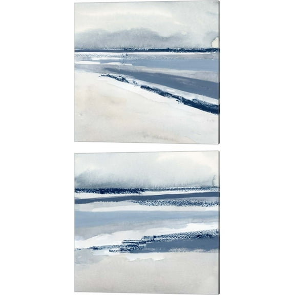 Great Art Now Beach Stripes by Victoria Barnes 2 Piece Canvas Art Set Each 14"W x 14"H