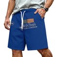 thumbnail image 2 of JULMCOMO 4th of July Men's Shorts Drawstring Patriotic Loose Stars Stripes Summer Shorts for 1776 with Pockets Light Blue 2XL, 2 of 6