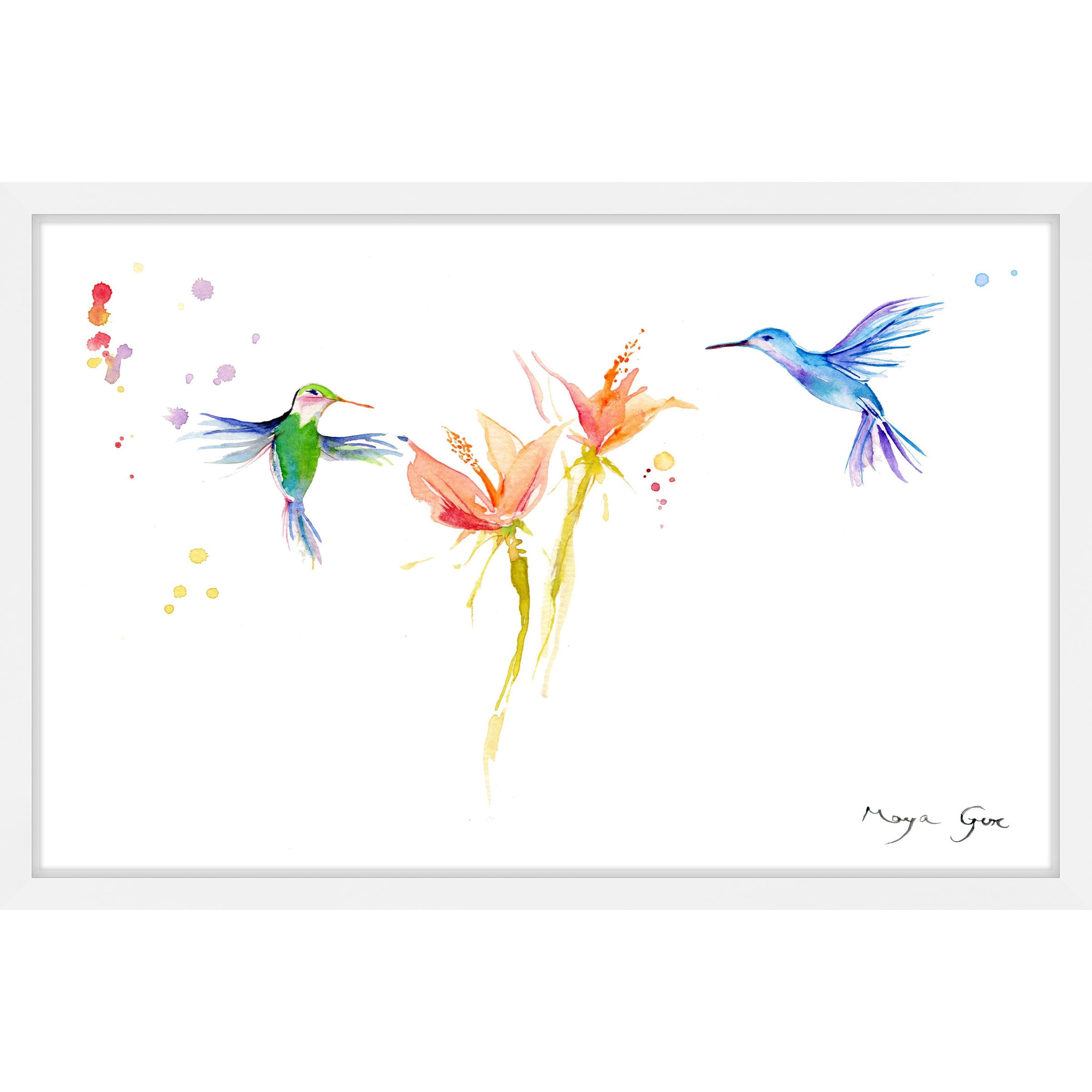 Marmont Hill "Hummingbirds Hover" by Maya Gur Framed Painting Print
