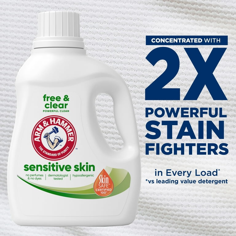 ARM & HAMMER Sensitive Skin Free & Clear Liquid Laundry Detergent Soap, 105 fl oz, 105 Loads