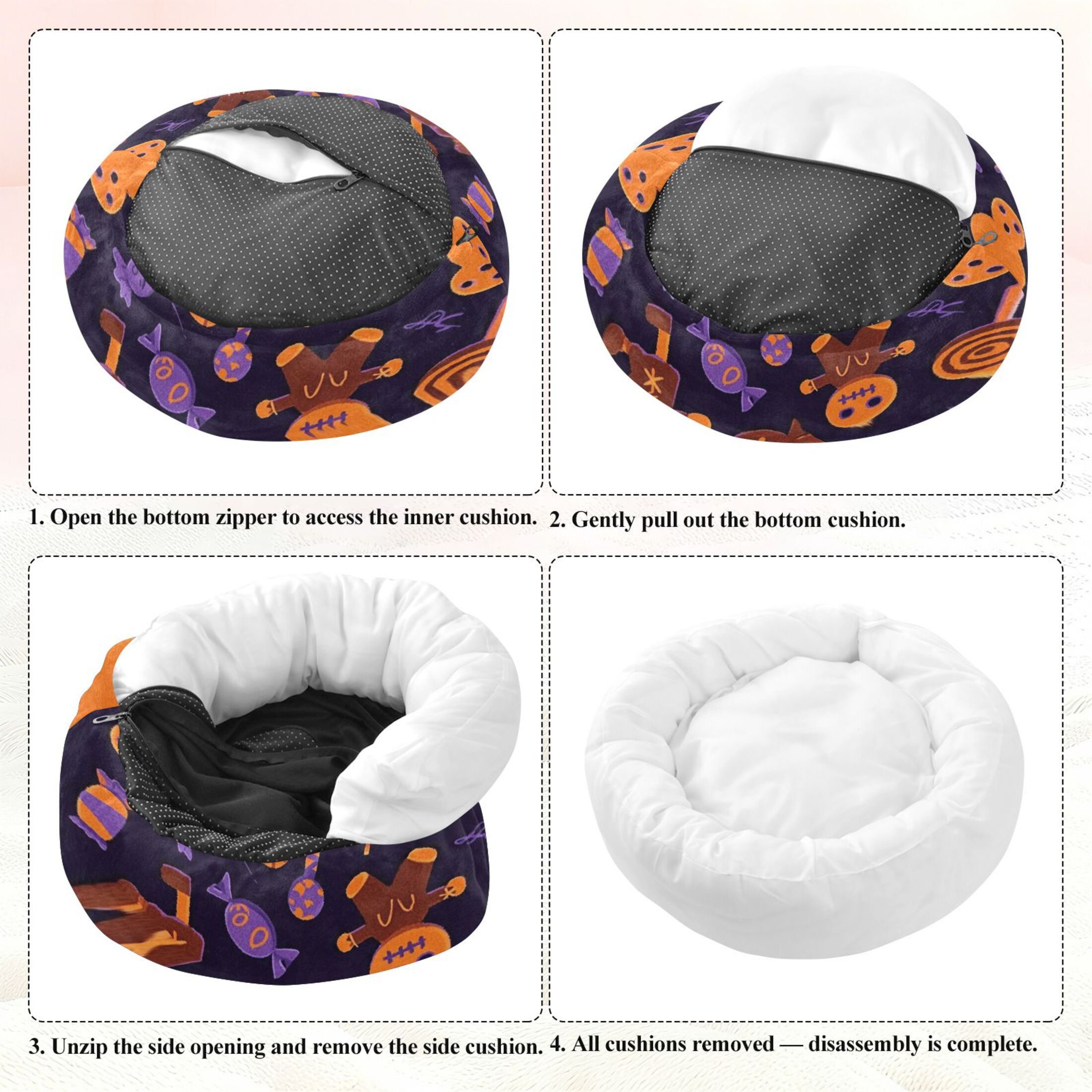Iauyy Pet Couch Donut Cat Bed for Indoor Cats/Small Dogs Washable & Machine with Non-slip Bottom Calming Cat Furniture, Voodoo Doll (XS)