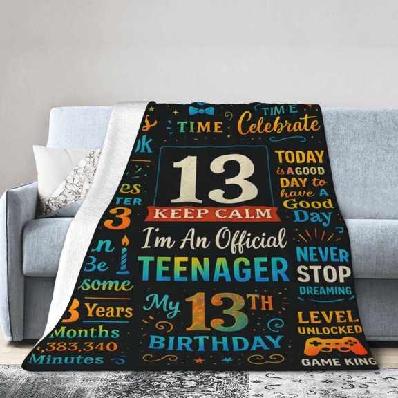 13th Birthday Decorations for Boys - 13 Year Old Boy Gifts Birthday Kids Blanket 50 x 40 Inches Warm Flannel Throw Blankets Present Coolest Gifts for 13 Year Old Birthday 50x40