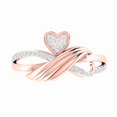 thumbnail image 6 of Auory Moissanite Cluster Heart Shape Engagement Ring, 18k Rose Gold Plated Spilt Shank Ring for Women, 6 of 10