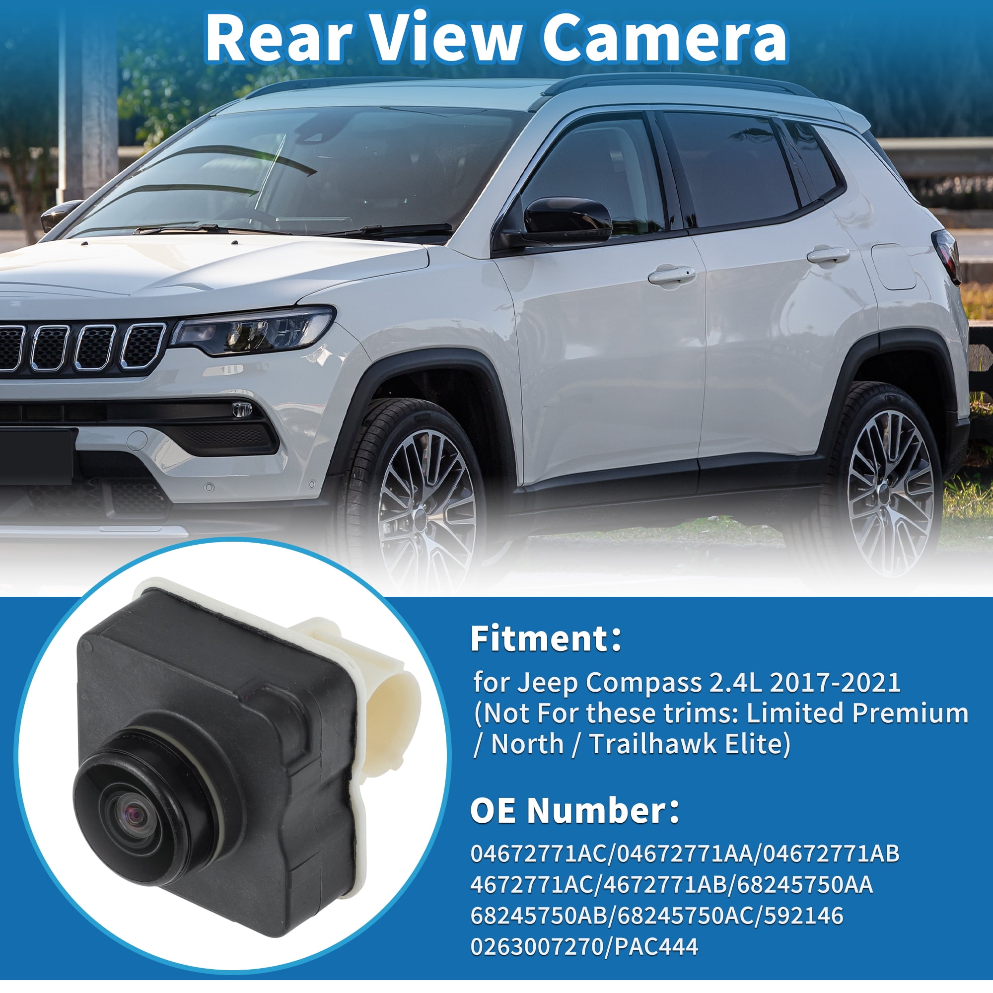 Unique Bargains Rear View Camera for Jeep Compass 2017-2021 Park Assist Backup Camera