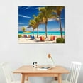 thumbnail image 2 of Nawypu Hawaii Beach Canvas Wall Art Blue Ocean Palm Tree Modern Landscape Artwork Print Coconut Trees Seascape Framed Painting Living Room Home Office Wall Décor 20x16in, 2 of 4