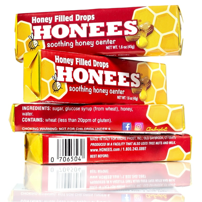 Honees Honey Filled Drops Candy, 1.6 Oz (24 Pack) - All Natural