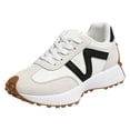 thumbnail image 4 of Rokment Women's Retro Color Block Fashion Sneakers Comfortable Casual Leather Lace up Running Tennis Shoes Non Slip Skate Trainners for Fall Spring, 4 of 5