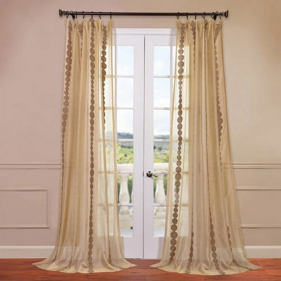 Cleopatra Gold 50 x 120-Inch Embroidered Sheer Curtain