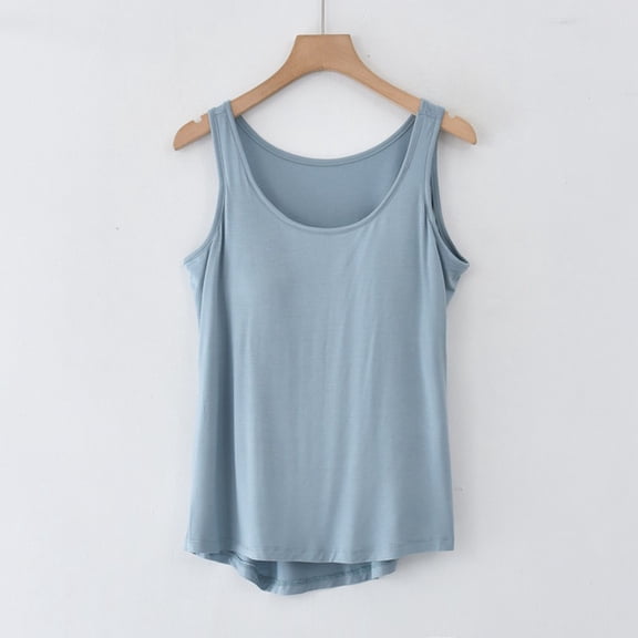 Haivin Women's Modal Tank Top, Fashion Sleeveless Round Neck with Built-in Bra, Soft Stretchy Comfy Undershirt for Daily Wear, Lounge and Summer