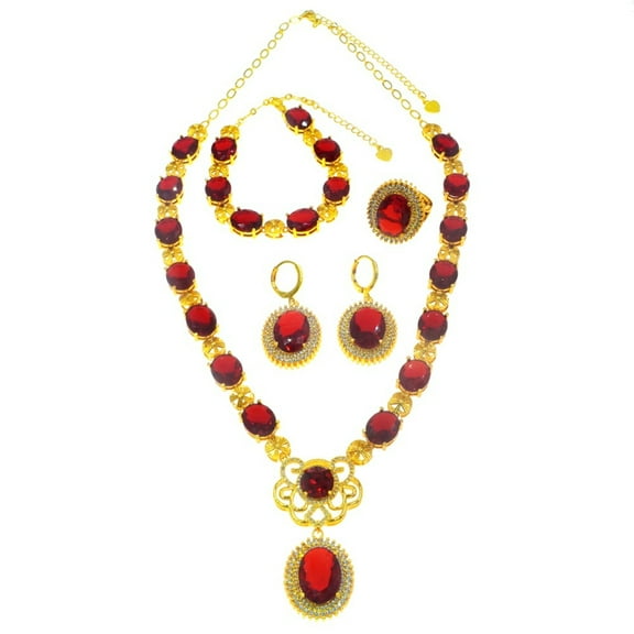 4 Pcs Jewelry Sets for Women Necklace Bracelet Earrings Ring Crystal Bridal Jewelry Set for Wedding Jewelry Sets