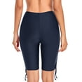 thumbnail image 5 of RELLECIGA Women's Navy Blue High Waisted UV Sun Protection Biker Shorts Long Board Shorts, 5 of 6