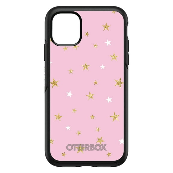 DistinctInk OtterBox Symmetry Custom Case for Apple iPhone 15 (6.1" Screen) - Stars Pattern - Tempered Glass Back