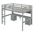 thumbnail image 3 of Bellemave Full Loft Bed with Desk, Bookcases and Drawers Wooden Loft Bed with Charging Station and Bedside shelf Full Bed Frame with Guardrails and Ladder for Dorms, Teens, Gray, 3 of 10
