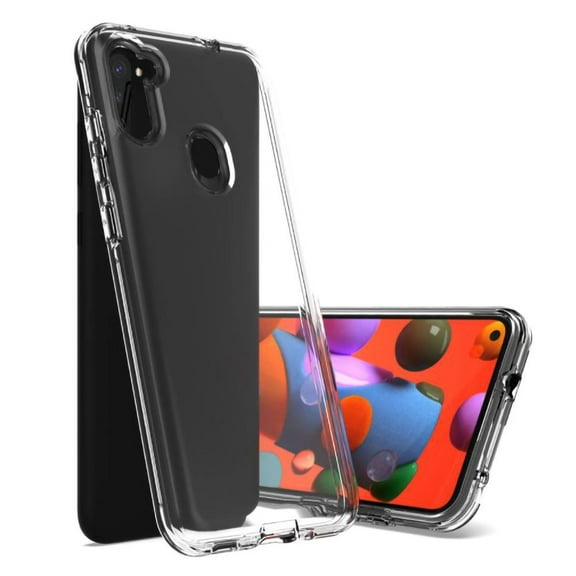 MUNDAZE For Samsung Galaxy A11 Transparent Clear Double Layer Phone Case Cover