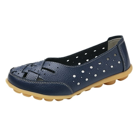 

Sngxgn Women’s Loafer Casual On Flat Shoes Classy and Comfortable Business Work Shoes(Dark Blue 10.5)