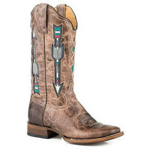 Women’s Roper Arrows Square Toe  Boots Handcrafted Brown
