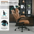 thumbnail image 3 of Office Desk Chair,Ergonomic Conference Room Chairs,Mid Back Executive Leather Chair,Comfy Computer Desk Chairs with Adjustable Flip-Up Arms and Rocking Function (Brown), 3 of 7