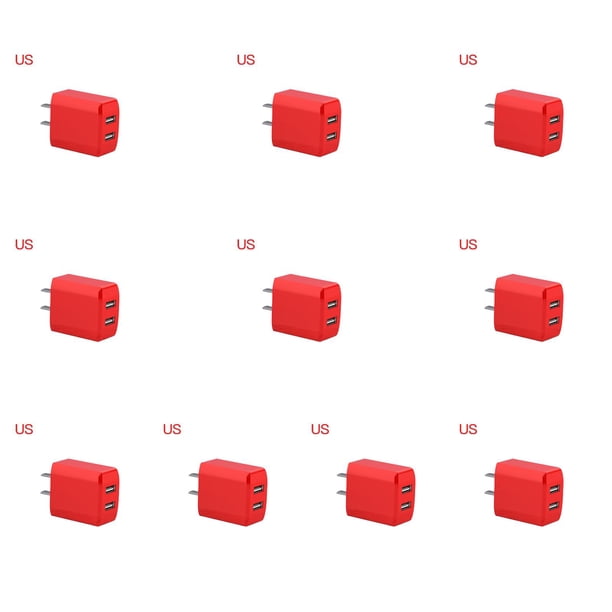 Adaptador de carga de viaje USB Dual Methold Melon rojo 10Conjunto