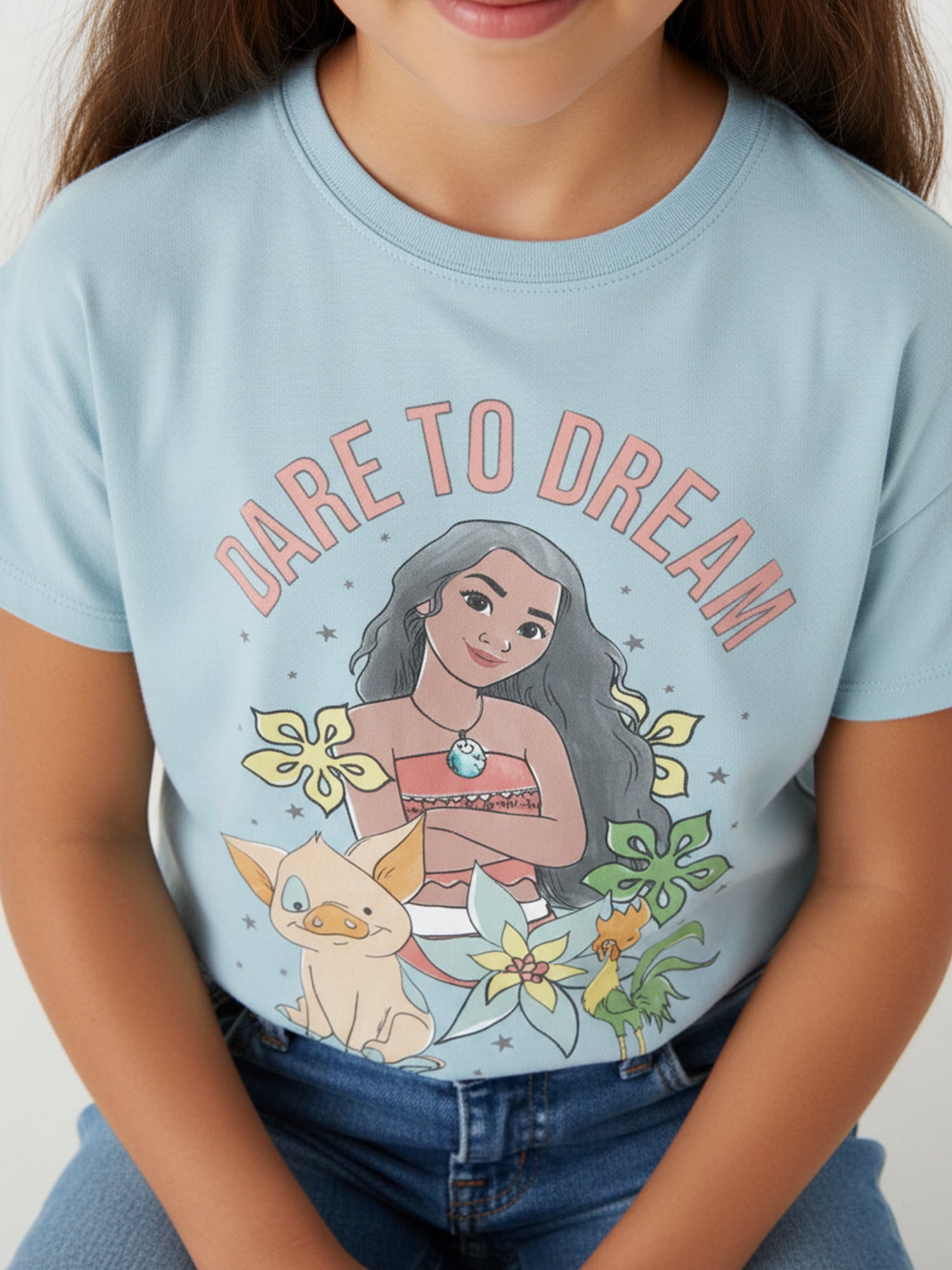 Disney Moana Girls' Graphic Tee with Short Sleeves, Sizes 4-16