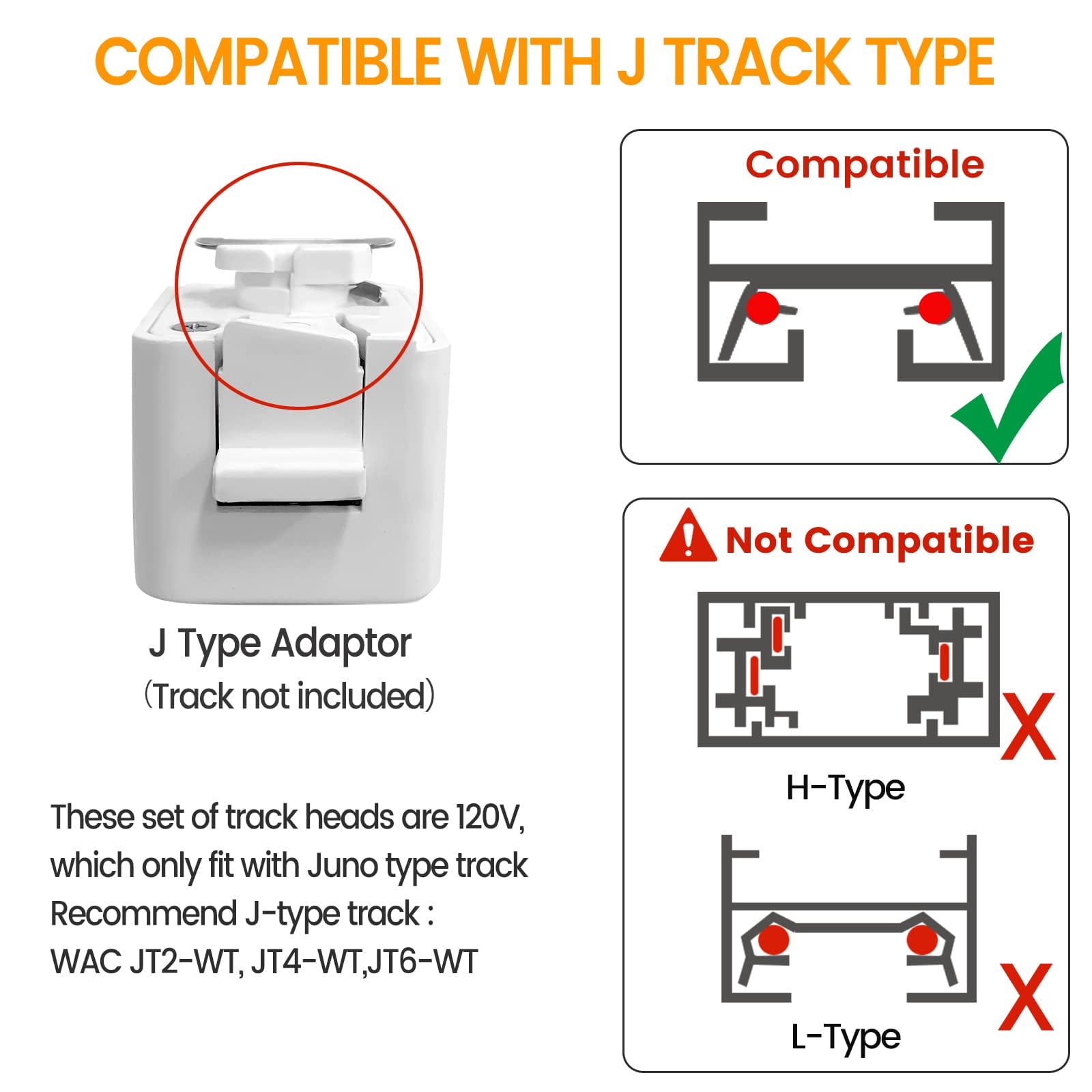 VANoopee 8 Pack J Type Track Lighting Heads 10W Dimmable LED Track Light Heads for Juno Track Light Replacement Fixtures Bright 3000K Warm White Ceiling Spotlight, Flicker Free CRI90+ 24° 800lm White