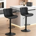 thumbnail image 3 of Kidol & Shellder Black Leather Bar Stools Set of 2 Soft Swivel Counter Stools, 3 of 7