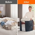 thumbnail image 5 of Large Capacity Clothes Storage Bag with Reinforced Handle Upgraded Fabric for Quilts, with Strong Zipper, Clear Window, Gray, 3 Packs, 50 x 36 x 50 cm, 5 of 5