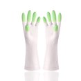 thumbnail image 3 of Guantes de PVC para el hogar, de color azul, rosa y verde, para lavar platos, ropa de trabajo, limpieza, impermeables, para lavar patatas, 3 of 5