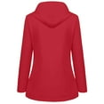 thumbnail image 3 of WTOBBY Women's Plush Lined Waterproof Jacket - Thickened Hooded Sun Protective Coat for Cold Weather Outdoor Activities and Winter Sports ,Red M, 3 of 4