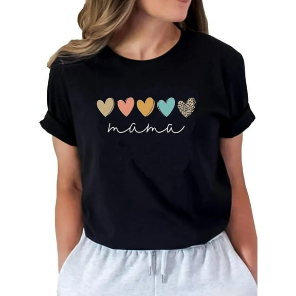 Mother Days Tees Womens Mom of Boys Round Neck Short Sleeve Graphic Shirts for Mama Shirts