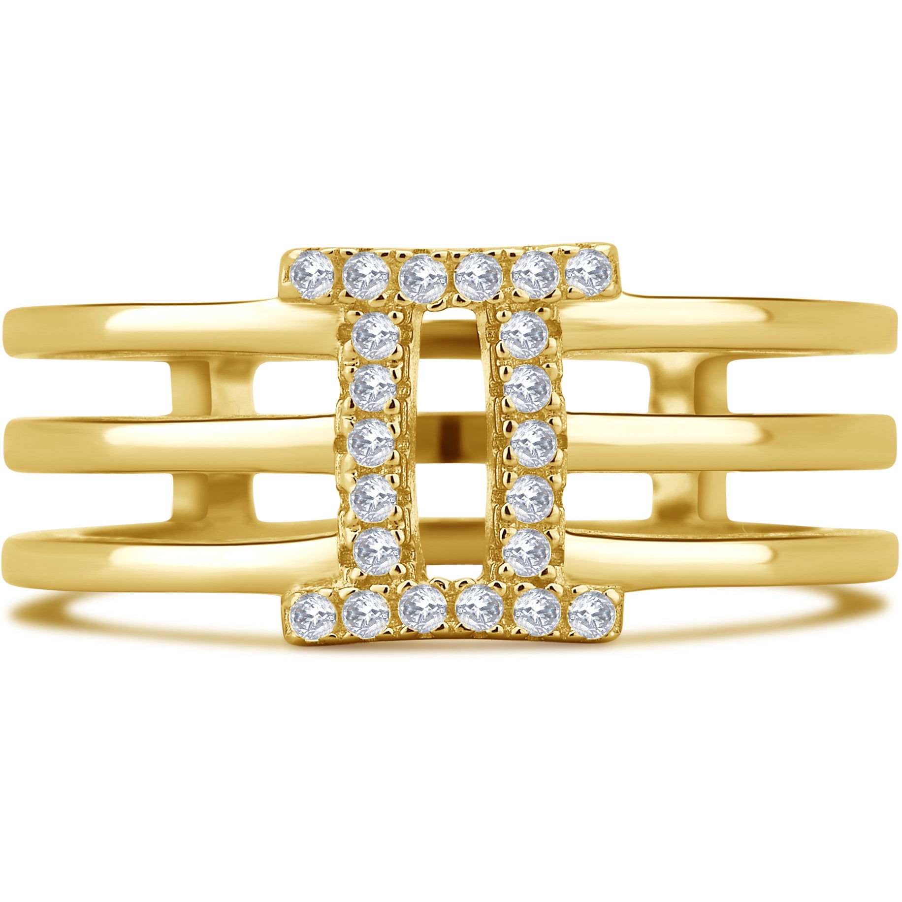 1/5 Carat T.W Roman Digit "II" Cubic Zirconia Fashion Ring, Gold Tone Sterling Silver