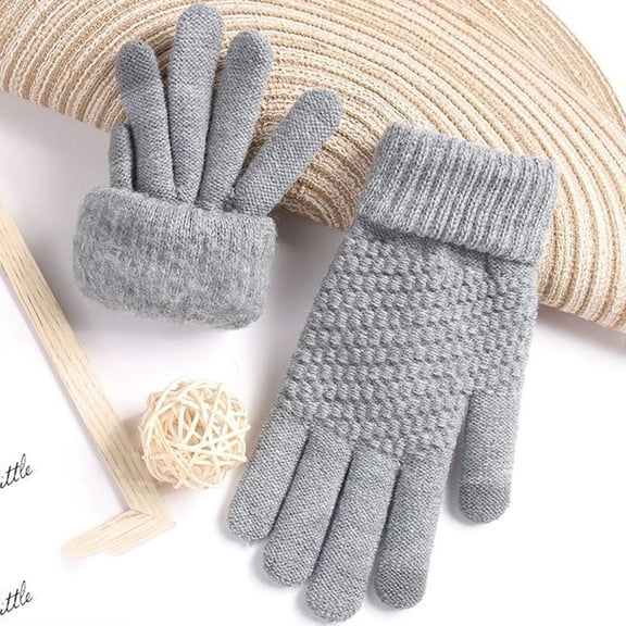 Dxzfnsa Women's Winter Fashion Warm Touchscreen Medium And Long Knit Plush Gloves Gift for Women Men