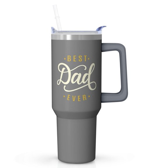 Number One Dad Tumbler 40oz - Stainless Steel Insulated Cup with Lid & Straw, Great Gift for Dad for Father's Day, Birthday, Christmas, Anniversary from Wife & Kids